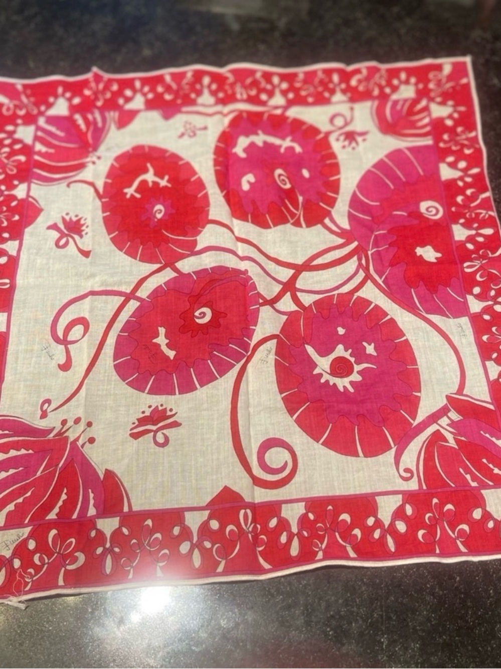 Emilio Pucci Pink & Fuchsia Floral Scarf